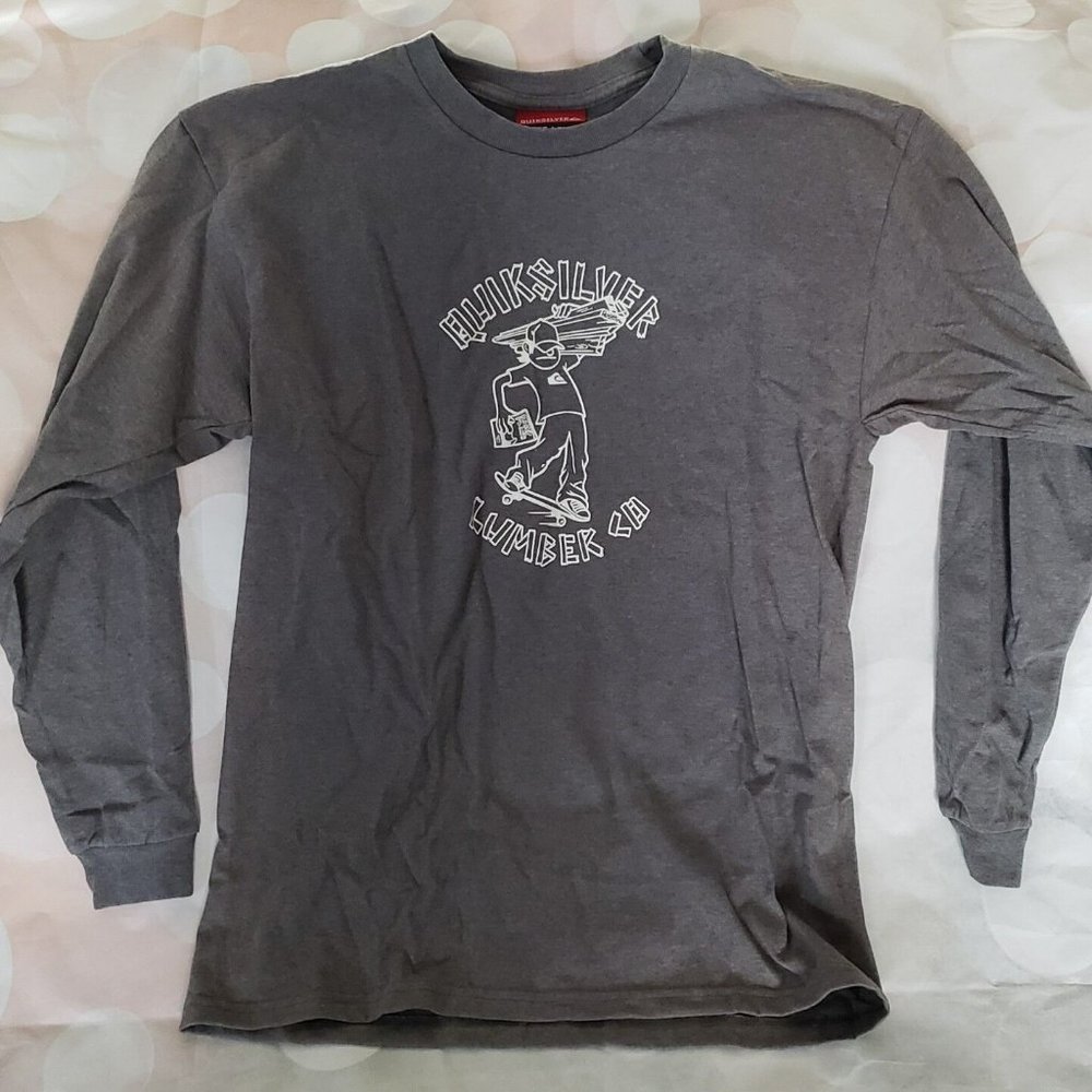 Quiksilver Boys Long Sleeve Skating Skater Shirt NEW Large Dark Grey Made in USA